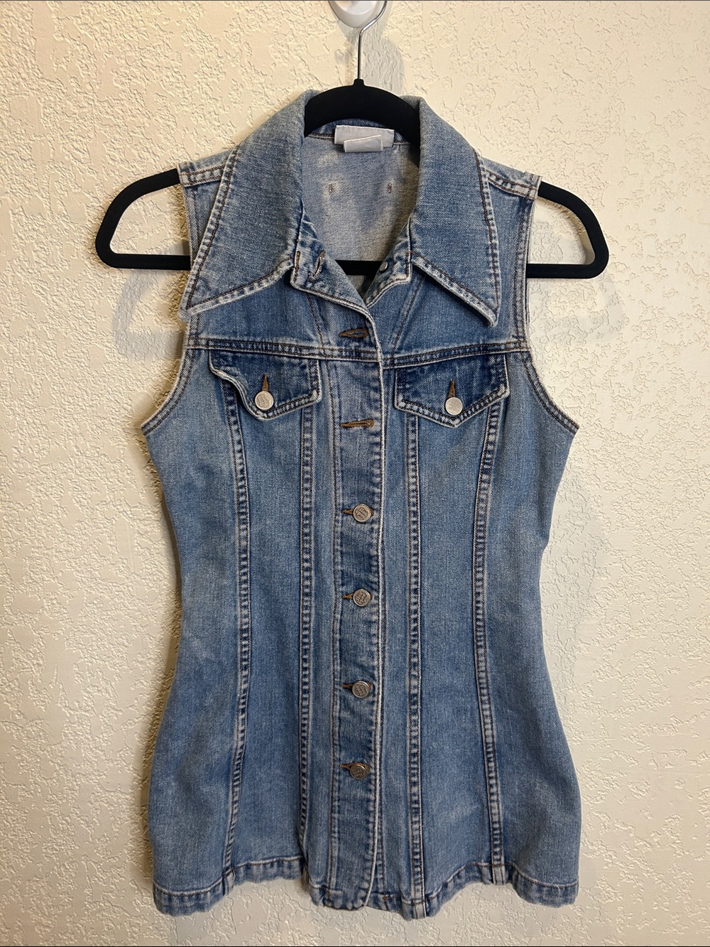 Vintage Contempo Light Blue Denim Button-Up Vest